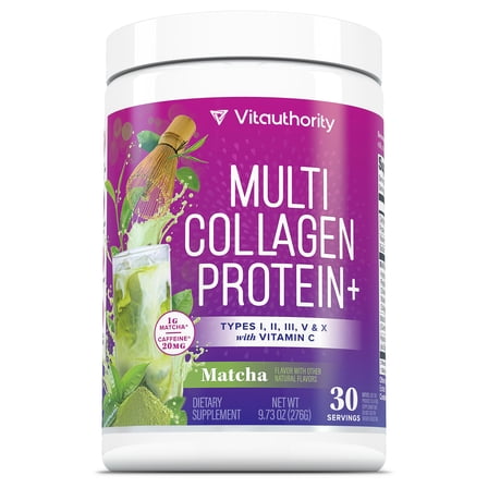Muti Collagen Protein Powder Multi Collagen Peptides Powder for Women -for Hair Skin and Nails Matcha Flavored - 30 Servings