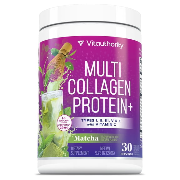 Muti Collagen Protein Powder Multi Collagen Peptides Powder for Women -for Hair Skin and Nails Matcha Flavored - 30 Servings
