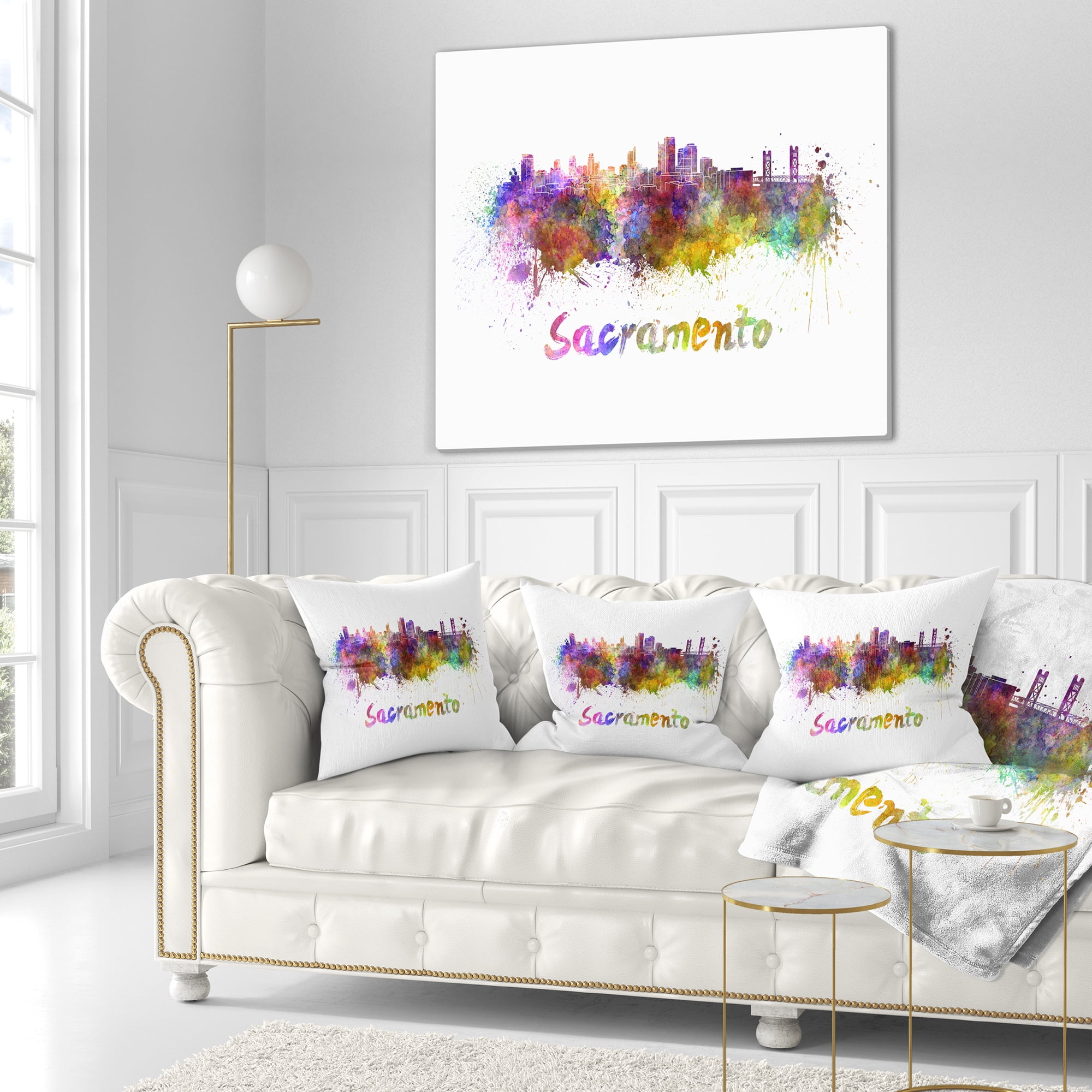 Designart Sacramento Skyline - Cityscape Throw Pillow - 18x18