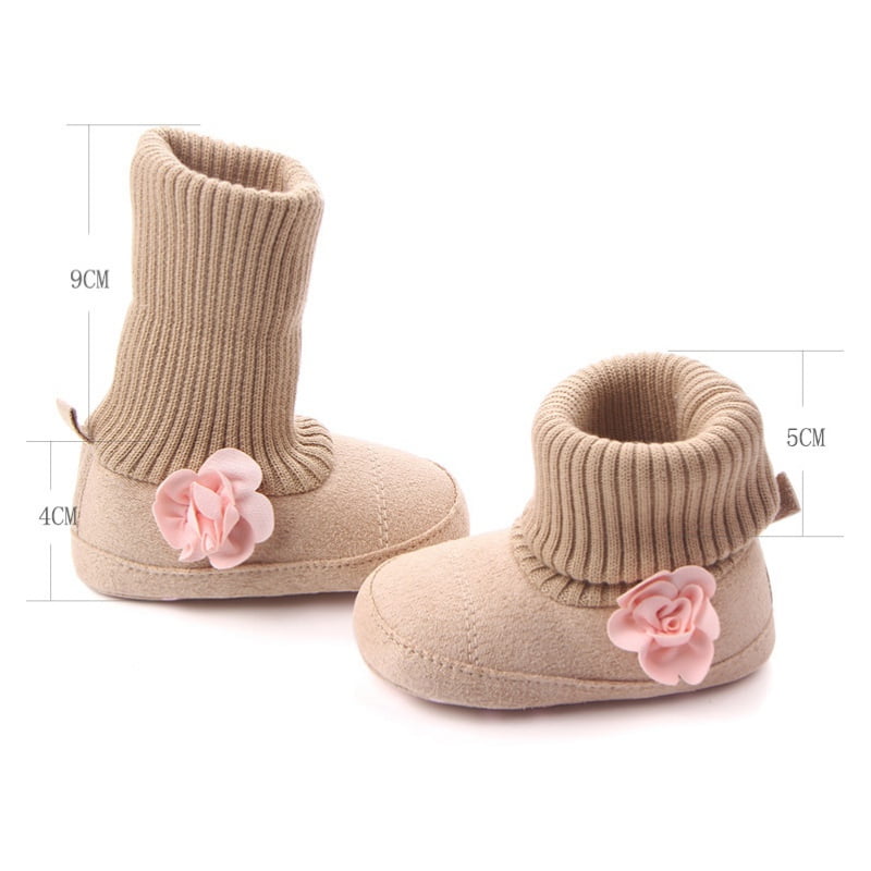 SNHENODA Autumn Winter Children Shoes Cute Baby First Walkers Kids Newborn Toddler Super Warm Flower Boots