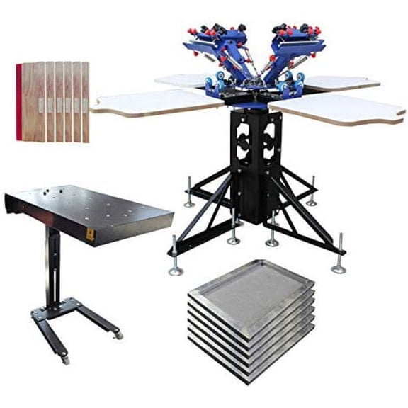 TECHTONGDA 4 Color 4 Station Silk Screen Printing Frame Squeegee Flash Dryer Screen Package T-Shirt Press Equipment