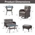 thumbnail image 2 of Opohoro 7-Piece Outdoor Conversation Set with Swivel Rocking Chairs, Patio Loveseat and Ottomans, Coffee & Side Tables, Brown/Gray, 2 of 12
