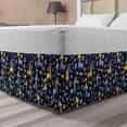 thumbnail image 1 of Botanic Bed Skirt, Funny Baby Giraffe in the Forest Blooms Wildflowers Fern Leaf Berry, Elastic Bedskirt Dust Ruffle Wrap Around for Bedding Decor, 4 Sizes, Ceil Blue Indigo Mustard, by Ambesonne, 1 of 2