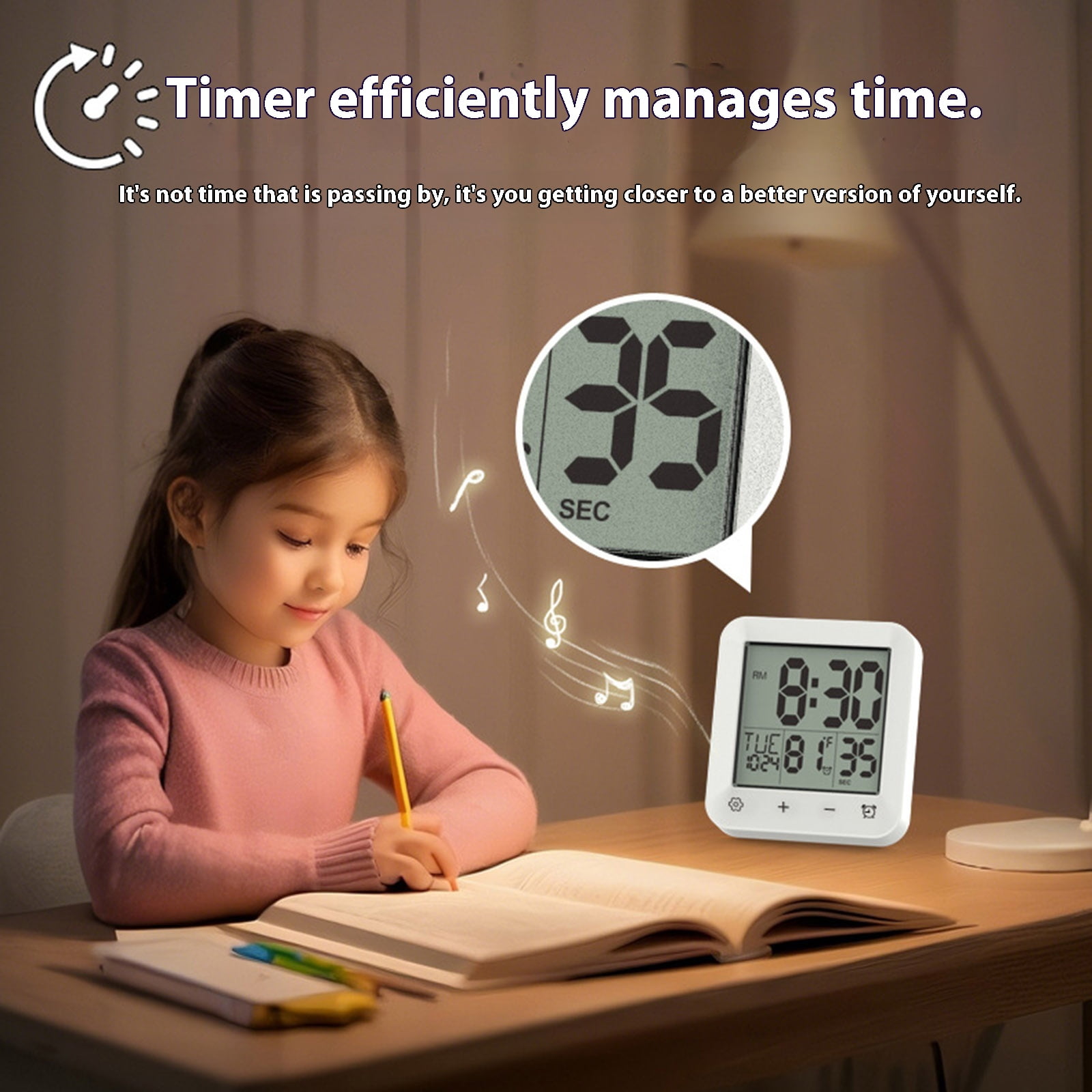 Bathroom Clock Kitchen Wall Clock with LCD Screens Shower Clocks with Suction Cup,Temperature Calendar Water Resistant