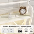 thumbnail image 5 of Metal Bed Frame Full Size with LED Lights, Modern Platform Bed with Charging Station, White, 5 of 12