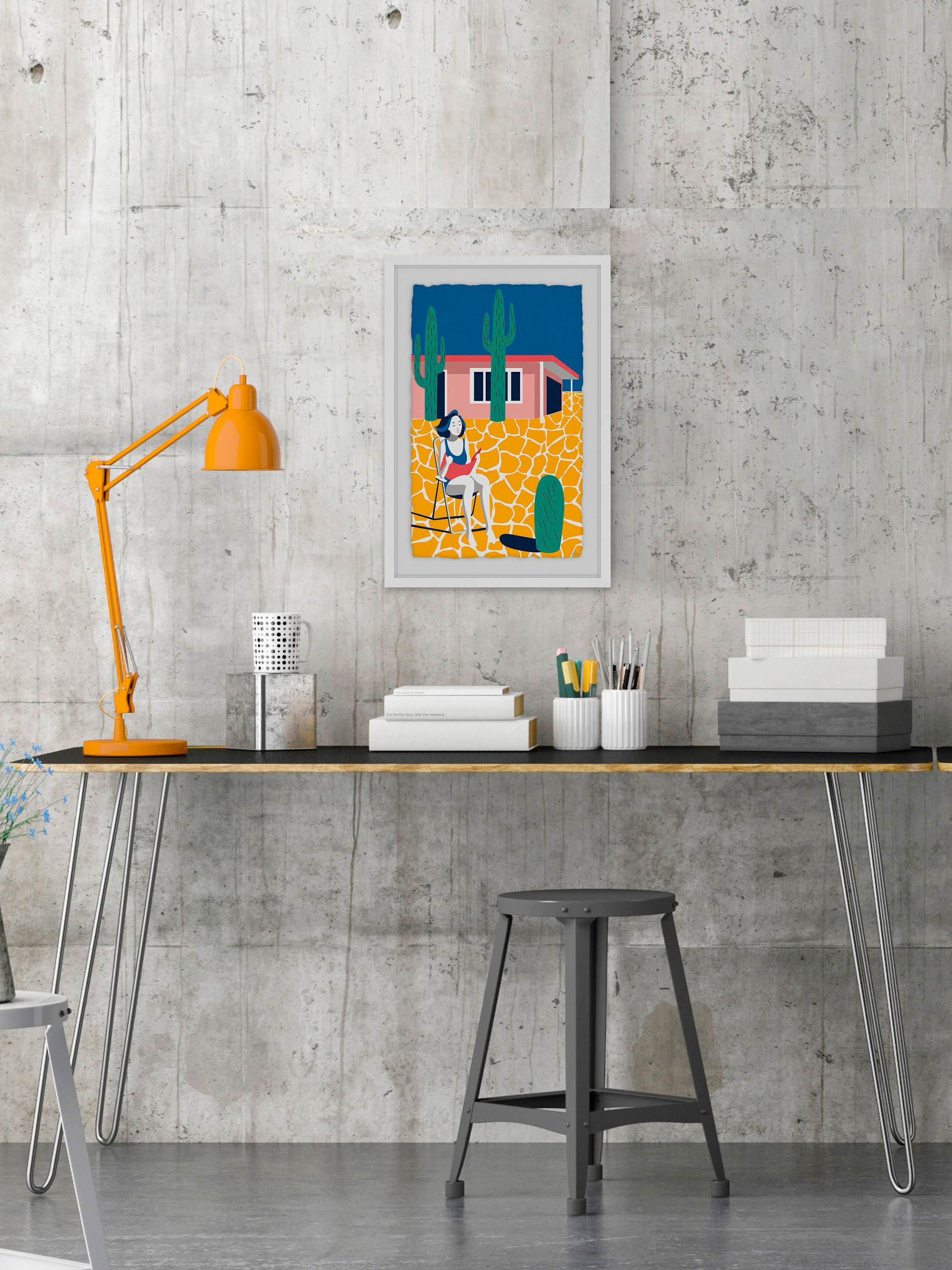 Relaxing Break Framed Painting Print