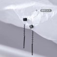 thumbnail image 3 of Tiny Cube Threader Earrings, S925 Sterling Silver Minimalist Geometric Earrings - Shanali Jewelry, 3 of 9
