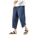thumbnail image 1 of HXWCHs Men's Cotton Linen Pants Baggy Lounge Wear Navy XXL, 1 of 9
