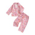 thumbnail image 2 of Elippeo Kids Girls Pajamas Sets 12 18 24 3 4 5 Years Floral Print Button up Long Sleeves Tops and Elastic Pants Loungewear Sleepwear, 2 of 9