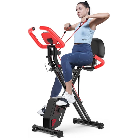 Pooboo 4-in-1 Folding Magnetic Exercise Bike Indoor Cycling x Bike Arm Resistance Bands 220