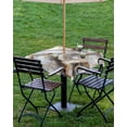thumbnail image 4 of Fsddascl Black Golden Marble Outdoor Tablecloth - 60x60 Inch Square Dining Table Cover, Modern Minimalism Abstract Waterproof Outdoor Table Cloth with Umbrella Hole & Zipper for Picnic/Patio/Party, 4 of 7