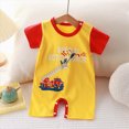 thumbnail image 2 of KPOPLK Baby Boy Romper Short Sleeve Bear Print Crew Neck Cotton Onesie Jumpsuit PJM Sleepwear Bodysuit 3-18M Size 12-15 Months,Red, 2 of 7