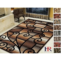 Handcraft Rugs-Modern Contemporary Living Room Rugs-Abstract Carpet with Geometric Swirls Pattern-Brown/Beige/Ivory/Chocolate (8x10 Feet)