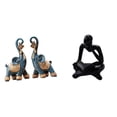 thumbnail image 1 of Figura de elefante,Figuras de elefantes,estatuas,adornos de animales,Escultura coleccionable para dormitorio,decoración del hogar,regalo.,Figura de lector abstracto,Estatua de pensador, 1 of 8