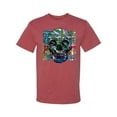 thumbnail image 2 of Wild Bobby, Colorful Abstract Skull Face Streetwear Men's Graphic T-Shirt, Vintage Heather Red, 3XL, 2 of 3