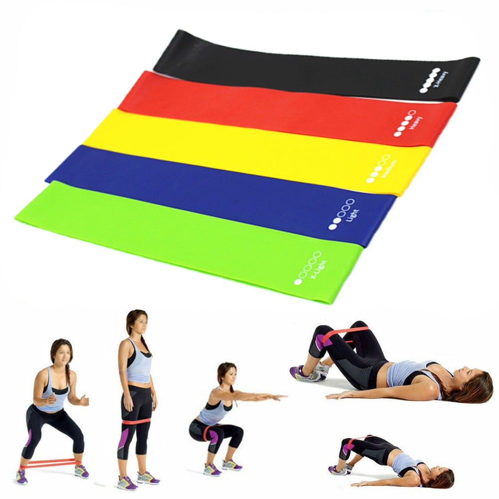 Set of 5 Resistance Loop Bands Yoga Crossfit Fitness Pilates Exercise Workout US 