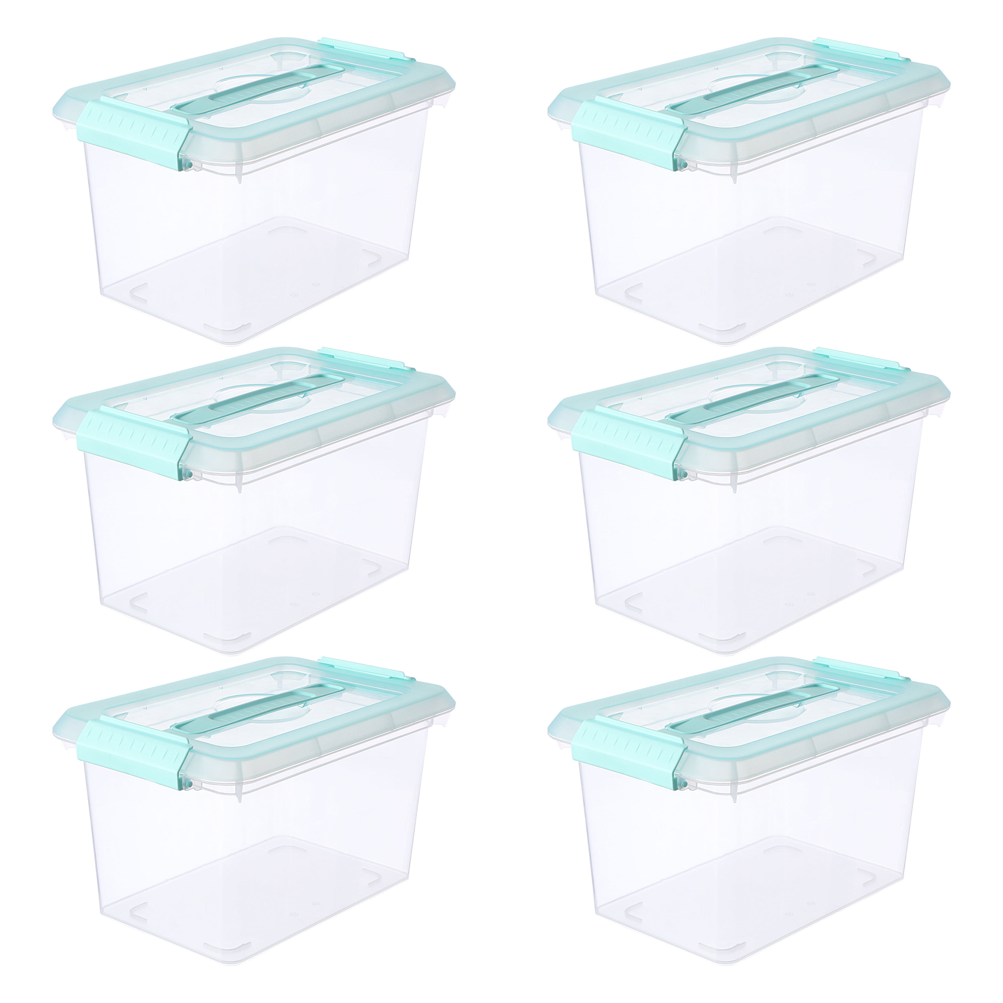 6.2 Qt. Mint Storage Bins with Lids by Simply Tidy – Plastic Organizer Containers for Crafts - Office & Home Storage - 6 Pack