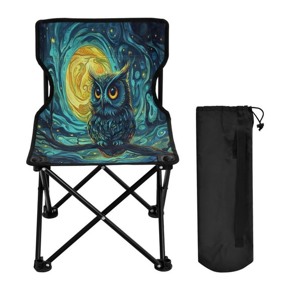 BZSMCE Camping Chairs Modern Moonlit Guardian Pattern Folding chair