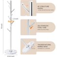 thumbnail image 2 of Coat Rack Stand with Natural Marble Base, Solid 201 Stainless Steel Coat Rack Freestanding, Modern Coat Racks, Heavy Duty Metal Standing Coat Tree Hanger for Jacket, Bag, Entryway, Office, 2 of 8