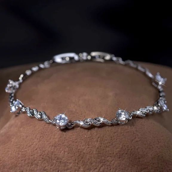 3.50 Ct Round Cut Simulated Diamond Twist Tennis Bracelet 14K White Gold Plated