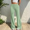 thumbnail image 5 of Women's High Waisted Flare Leggings with Pockets - Tummy Control Drawstring Wide Leg Yoga Pants Soft Lounge Workout Gym Y2K Bell Bottoms Mint Green S, 5 of 8