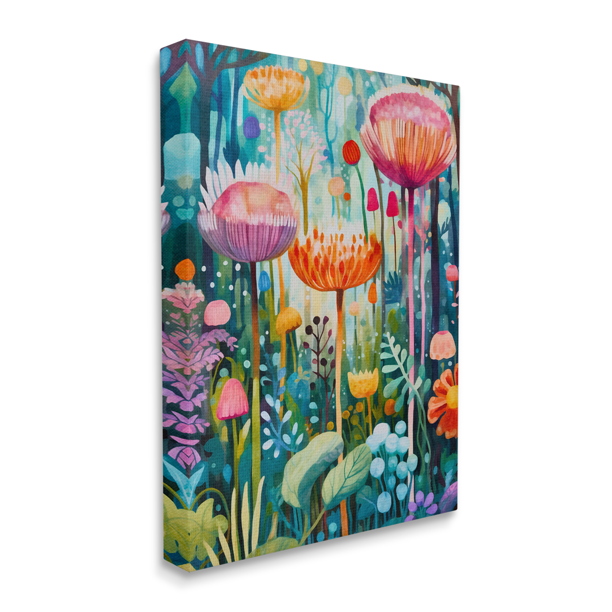 Stupell Industries Whimsical Garden Landscape Botanical & Floral Painting Gallery Wrapped Canvas Print Wall Art, 24 x 30