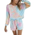thumbnail image 1 of Doublju Women's Tie Dye Henley Sleep and Lounge Set (2-Piece), 1 of 4