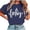 Dark Blue2, variant on Women's Christian Graphic T Shirts Vintage Jesus Faith Pray Cross Print Tees Inspirational Short Sleeve Shirt