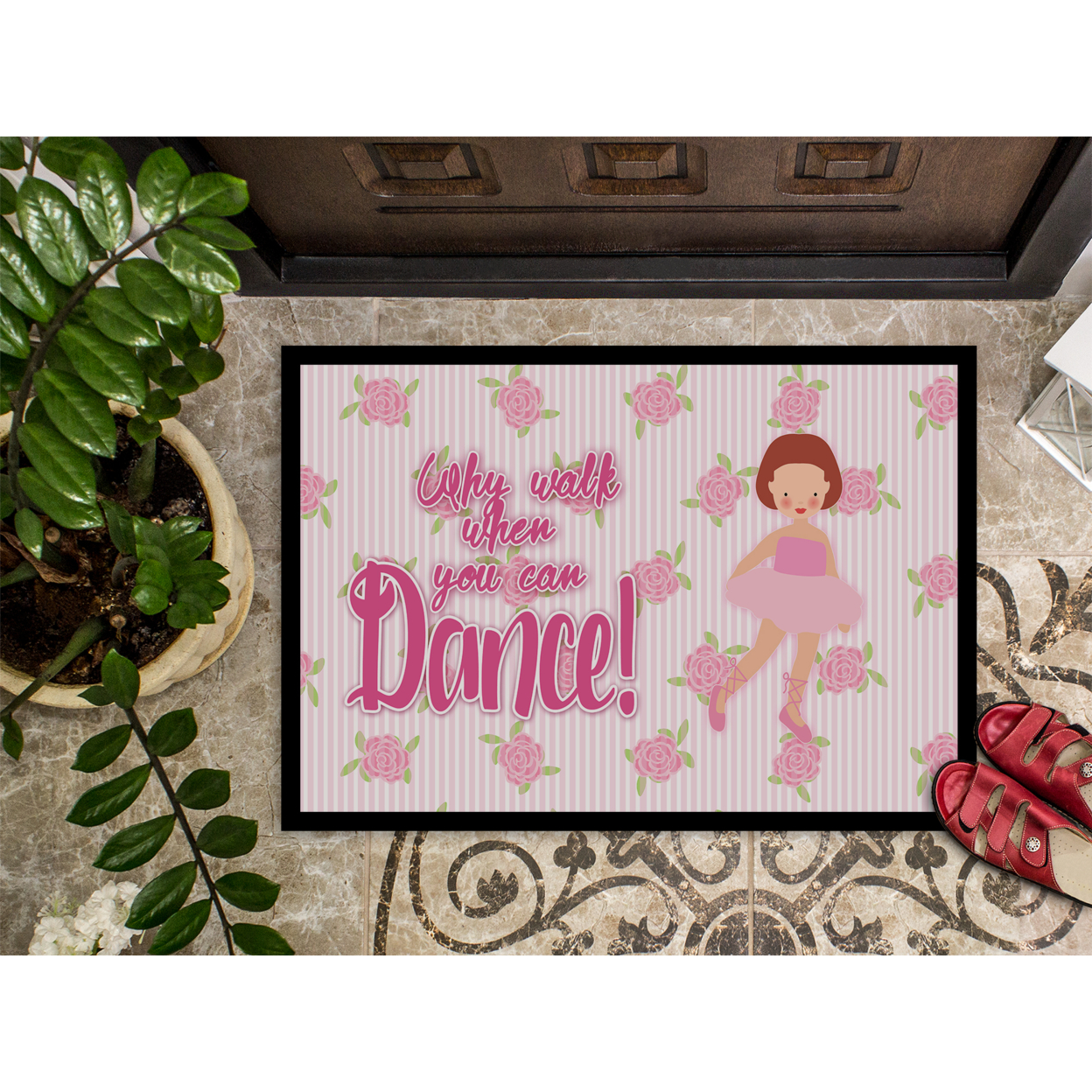 Ballet Red Short Hair Door Mat