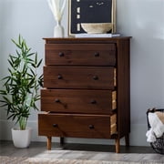 Bowery Hill Modern 40H Solid Wood Bedroom Dresser with 4-Drawers in Walnut