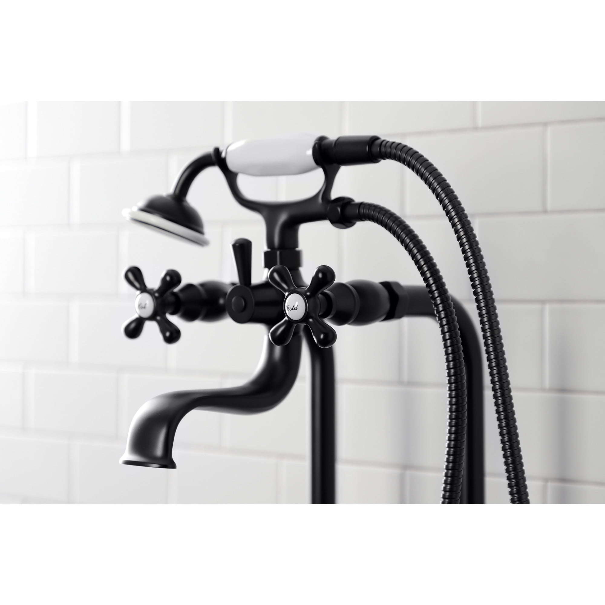 Kingston Brass CCK226K0 Kingston Freestanding Clawfoot Tub Faucet Package with Supply Line, Matte Black