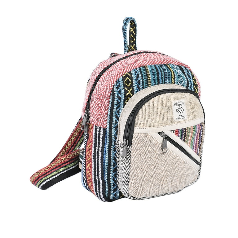 THE COLLECTION ROYAL Himalayan Hemp and Cotton Boho Bohemian Hippie Bag  Purse Eco Friendly Mini Backpack