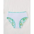 thumbnail image 2 of Kucnuzki 6T Little Girls Swimsuit Set 7T Girl Summer Bathing Suit Drawstring Floral Top Bottoms 2pcs Bikini Set Beach Breathable Tankini Set Swimwear Green, 2 of 8