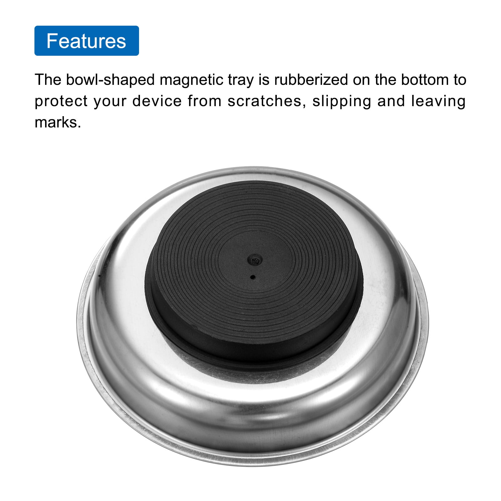 Uxcell Round Magnetic Tray Set 4" x 1.18" Magnet Tool Tray Parts Holder with Telescoping Stick and Pick-up Tool