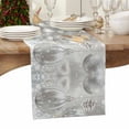 thumbnail image 3 of Christmas Table Runner Silver Xmas Ball Table Runners Snowflakes Cotton Linen Dresser Scarf Kitchen Dining Table Decor for Christmas Holiday Party Decor 13x36 Inch, 3 of 9
