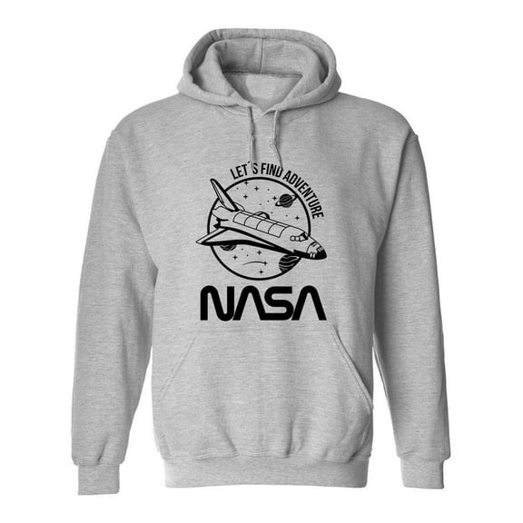 NASA Nasa Black And White Adventure Hoodie Men -NASA Designs, Male Small
