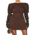 thumbnail image 1 of Robe de Cocktail Unie pour Femmes avec Manches Longues et Détails Plissés Ajourés, 1 of 6