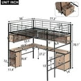 DONFU Full Size Metal Loft Bed with Desk, Bookcase and Storage