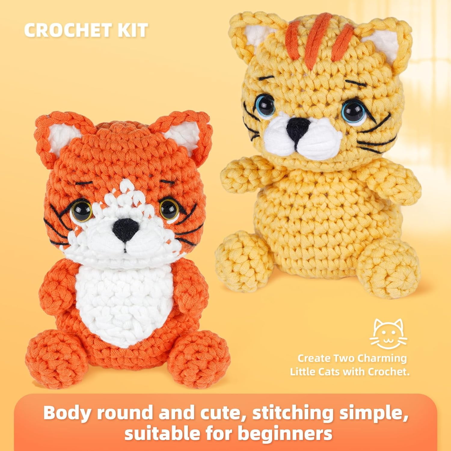 Crochet Kit for Beginners, Learn to Crochet, Include Easy Knitting Soft Yarn, Step-by-Step Video Tutorial, Hook, Holiday Birthday Gift for Adults (Golden Retriever)