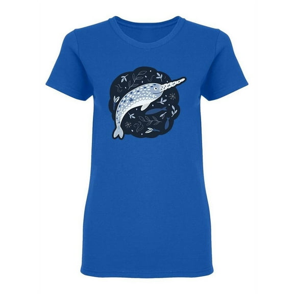 Cute Cartoon Narwhal Design Shaped T-Shirt Women -Image by Shutterstock, Female Small