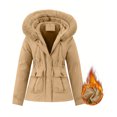 thumbnail image 3 of TFEOQRY Women's Parkas Padded Coats Solid Color Pocket Zipper Thermal Hodded Coat Tops Khaki, 3 of 7