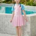 thumbnail image 5 of Quaouag Swim Suits for Teens Cute Girls Modest Swimwear Solid Colour Colour Blocking Sunscreen Quick-Dry One-Piece Surf Dress Navy,Pink M,L,XL,XXL,XXXL, 5 of 5