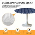 thumbnail image 6 of Navy Blue Boho Elastic Fitted Round Table Cover Bohemian Style Stripe Waterproof Outdoor Tablecloth for Holiday Party, Picnic, Patio & Dining Fits Tables Up to 55"-60", 6 of 8
