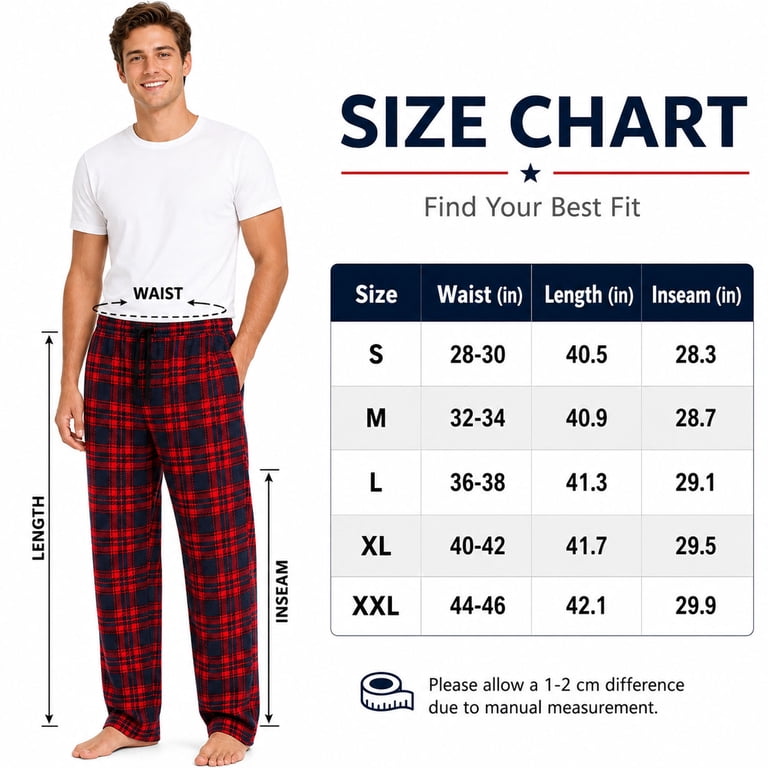 SMNDY Men's Fleece Pajama Pants, 3-Pack Plaid photo 6