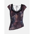 thumbnail image 5 of Madden NYC Women’s Asymmetrical Lace Top with Cap Sleeves, Sizes XXS-XXL, 5 of 5