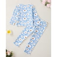 thumbnail image 3 of KIMI BEAR 4T Toddler Girls Pant Sets 5T Toddler Girls Outfits Long Sleeves Shirt Top Daisy PulloverT-shirt Elastic Pants 2pcs Girls Fall Cloths Blue, 3 of 7