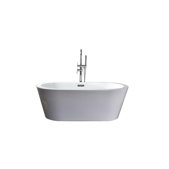 Lexora Home Lure 67" Free Standing Acrylic Bathtub in Glossy White