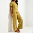 thumbnail image 5 of TaTaai Two Piece Plus Size Sets for Women Short Sleeve Button Down Top Wide Leg Pants Casual Summer Outfits, 5 of 8
