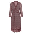 thumbnail image 4 of Honganda Robe Mode Femme Col en V Imprimé Manches Trois-Quarts, 4 of 9