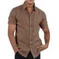 thumbnail image 2 of FINALGANG Men Versatile Shirt Solid Color Short Sleeve Turndown Collar Buttons Down Top Loose Fit Shirts With Pocket Relaxed Fit Activewear, 2 of 4